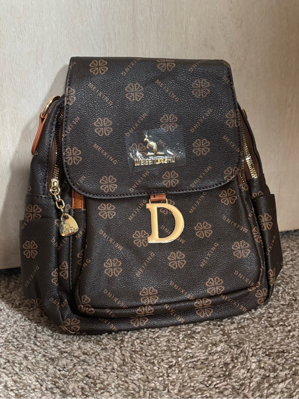 Brown Monogram Mini Backpack with Gold Hardware